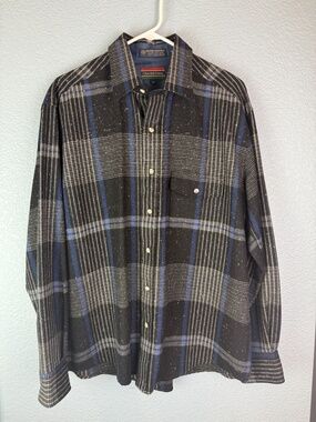 Vintage Churchill Downs Shirt Mens Large Plaid Wool Button Up 90s Korea